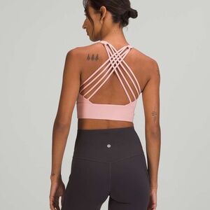 Lululemon Free to Be High-Neck Longline Sports Bra Pink